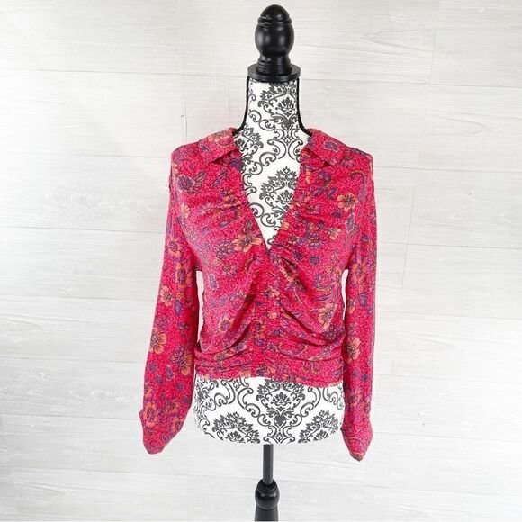 Free People I Got You Printed Floral Ruched Crop Top - Picture 7 of 11